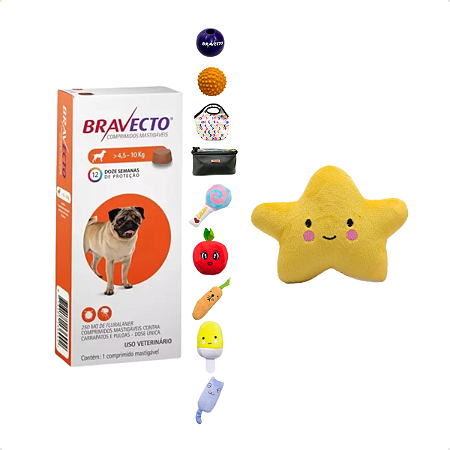 Antipulgas e Carrapatos Bravecto MSD para Cães de 4,5 a 10 kg + BRINDE