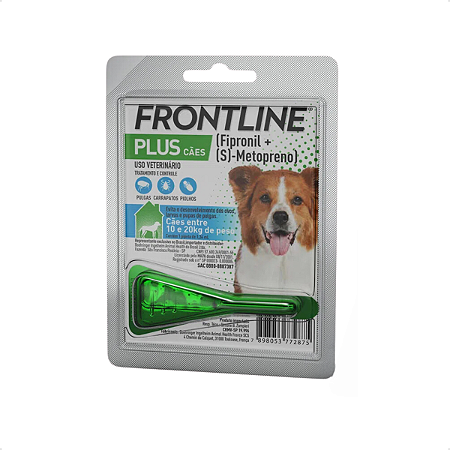 Antipulgas e Carrapatos Frontline Plus Cães entre 10 e 20kg