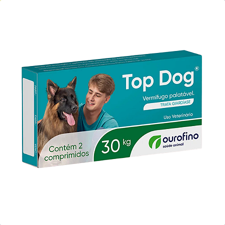 Vermífugo Top Dog para Cães 30kg 2 comprimidos Ouro Fino