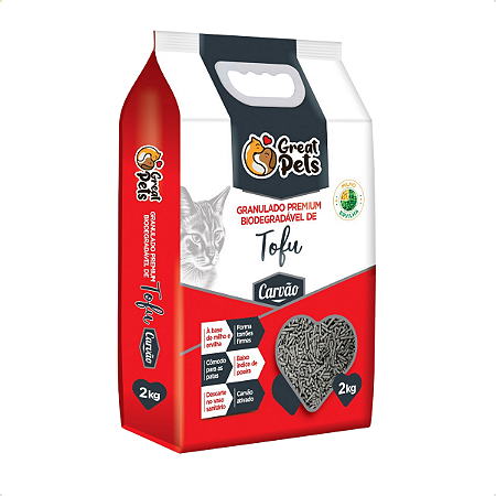 Areia Higiênica Biodegradável Tofu 2kg Carvão Ativado Great Pets