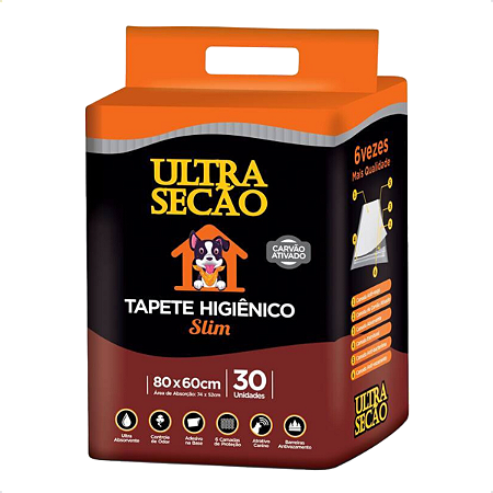 Tapete Higiênico Ultra Secão Carvão Ativado 80x60 Great Pets 30un