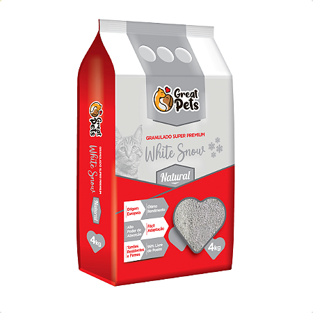 Areia Higiênica Granulada Super Premium White Snow  4kg Great Pets