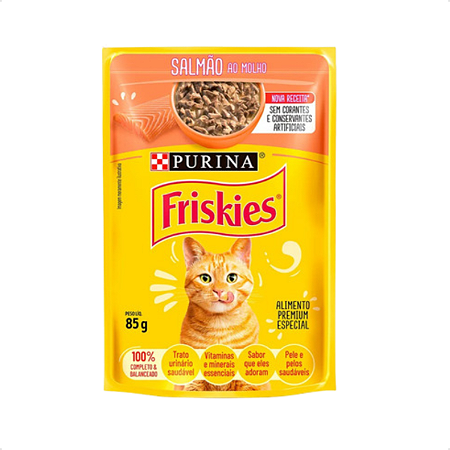 Ração Úmida Friskies Gatos Adultos Salmão ao Molho 85g