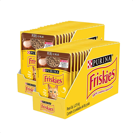 Kit 30 Sachê Ração Úmida Friskies Gatos Adultos Peru ao Molho 85g