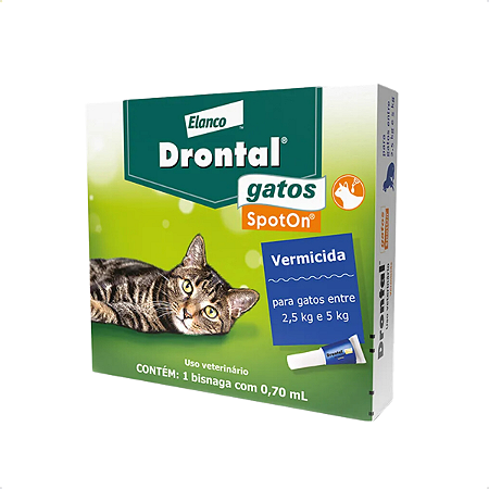 Vermífugo Drontal Spot-On para Gatos 2,5 a 5kg – 1 Pipeta 0,70mL