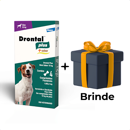 Vermífugo Drontal Plus Sabor Carne para Cães 10kg – 4 Comprimidos + Brinde