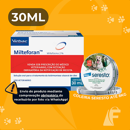 Milteforan 30ml Virbac + Coleira Seresto Pequena