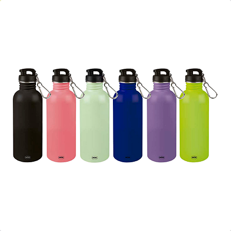 Garrafa 750ml Aço Inox Esportiva Mor Water To Go Dia a Dia Com Alça Cores Diversas
