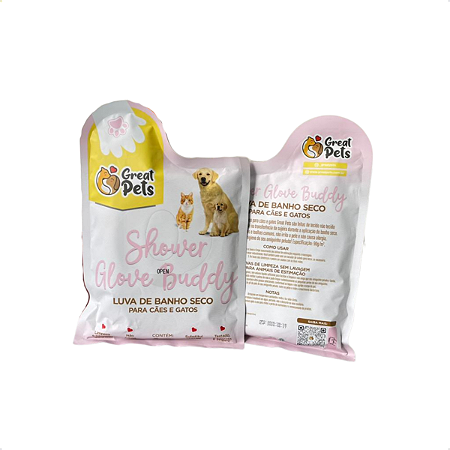 Luva de Banho Seco Great Pets para Cães e Gatos – Higiene Prática sem Enxágue