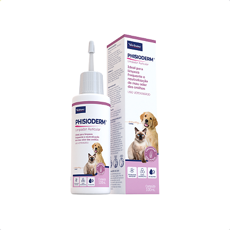 Limpador Auricular Virbac Phisioderm para Cães e Gatos – Higiene Segura das Orelhas
