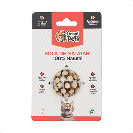 Brinquedo Bolinha Wood Matatabi com Catnip para Gatos – Great Pets