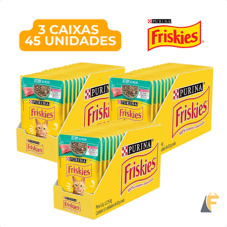 Kit 45 Sachês Friskies Purina Atum Para Gatos Adultos 3 Caixas