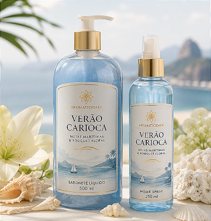 Kit Lavabo Sabonete Líquido 500ml Home Spray 250ml Verão Carioca