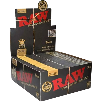 Caixa De Seda Raw Black King Size Slim - 50 unidades