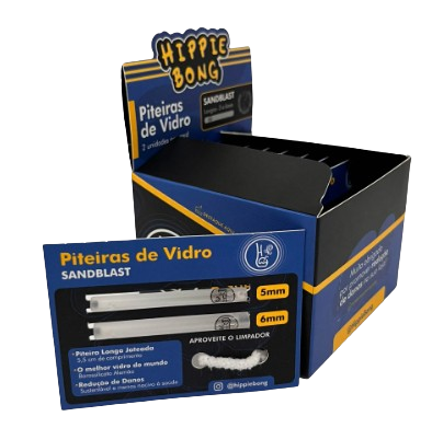 Piteira de Vidro Hippie Bong Sandblast - 7 Card com 2 Piteiras