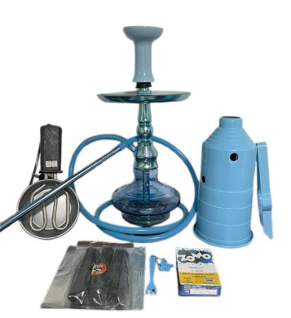 Kit Narguilé Completo Alfarid Twister - Azul Claro