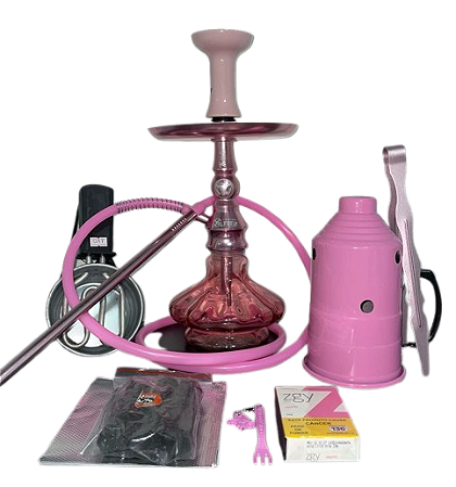 Kit Narguilé Completo Alfarid Twister - Rosa Claro