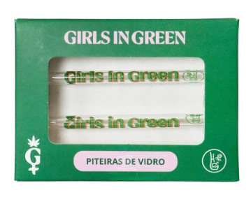 Piteira de Vidro Hippie Bong Girls in  Green - Caixinha com 2 unidades