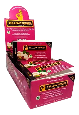 Piteira de Papel Yellow Finger Double Cotton - Caixa 20 unidades