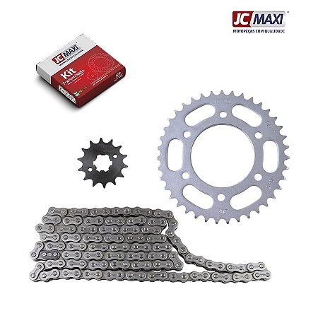 Kit Tracao (Transmissao) Yamaha Ybr 150 Factor 2016 A 2023 Coroa/Pinhao/Corrente (39d/14d/428h/124l) (1045) - Jc Maxi