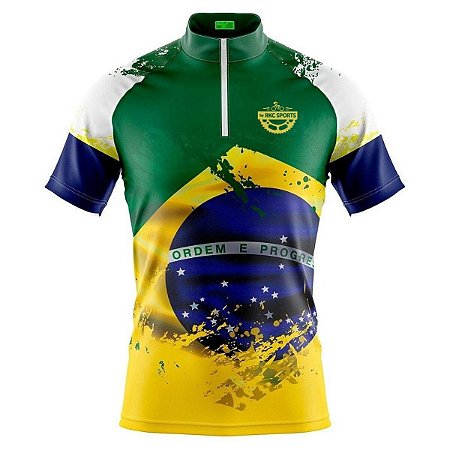 Camiseta Ciclismo Masculina Manga Curta Rkc Sports Brasil UV+50
