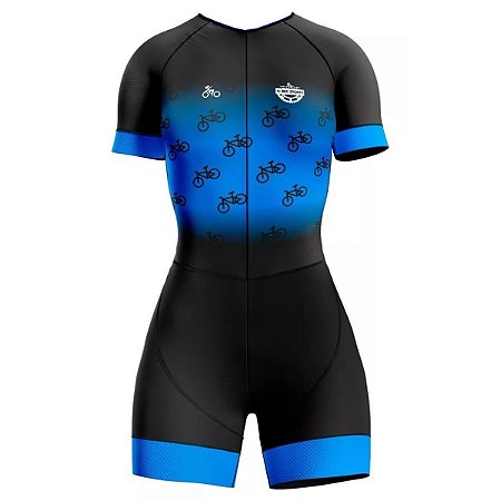 MACAQUINHO CONJUNTO CICLISMO ROUPA FEMININO RKC BIKE AZUL