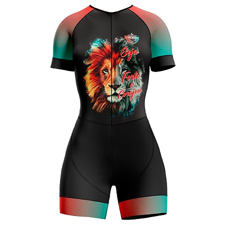 Macaquinho Conjunto Ciclismo Roupa Feminino Rkc Leão De Judá MODELO 40