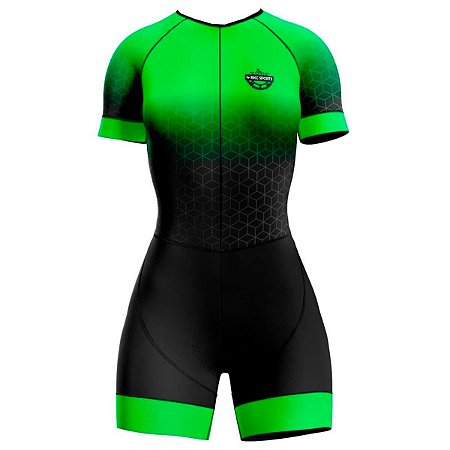 MACAQUINHO CICLISMO MOUNTAIN BIKE FEMININO FORRO EM GEL RKC GEOMETRIC VERDE