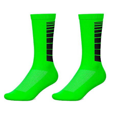MEIA CANO ALTO CICLISMO MOUNTAIN BIKE ACADEMIA VERDE CLARO RISCOS