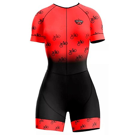MACAQUINHO CICLISMO FEMININO MOUNTAIN BIKE MANGA CURTA RKC BIKE VERMELHO