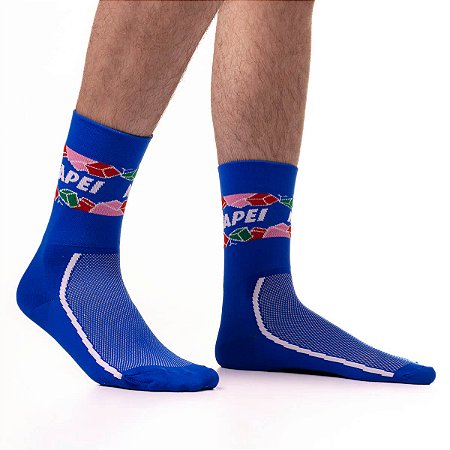 MEIA CANO ALTO CICLISMO MOUNTAIN BIKE ACADEMIA MAPEI AZUL