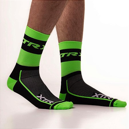 MEIA CANO ALTO CICLISMO MOUNTAIN BIKE ACADEMIA XTR VERDE