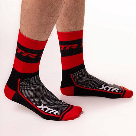 MEIA CANO ALTO CICLISMO MOUNTAIN BIKE ACADEMIA XTR VERMELHO