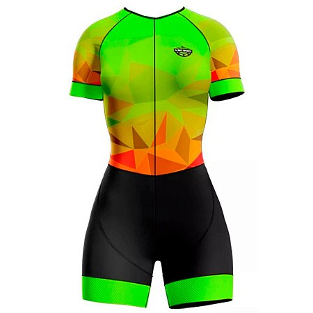 MACAQUINHO CICLISMO MOUNTAIN BIKE FEMININO FORRO EM GEL RKC VERDE FOLHAS