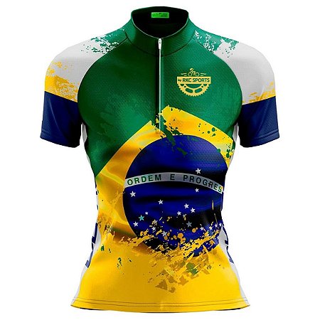 CAMISA CICLISMO FEMININA MOUNTAIN BIKE MANGA CURTA SELEÇÃO BRASIL
