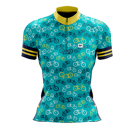 CAMISA CICLISMO FEMININO MOUNTAIN BIKE MANGA CURTA BIKE AZUL CELESTE