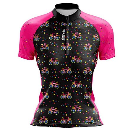 CAMISA CICLISMO FEMININA MOUNTAIN BIKE MANGA CURTA BICICLETINHAS COLORIDAS