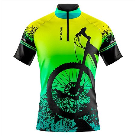 CAMISA CICLISMO MASCULINA MOUNTAIN BIKE MANGA CURTA RODA BIKE FLÚOR
