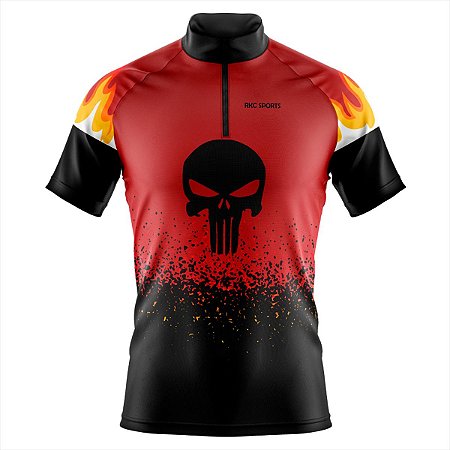 CAMISA CICLISMO MASCULINA MOUNTAIN BIKE MANGA CURTA JUSTICEIRO VERMELHO