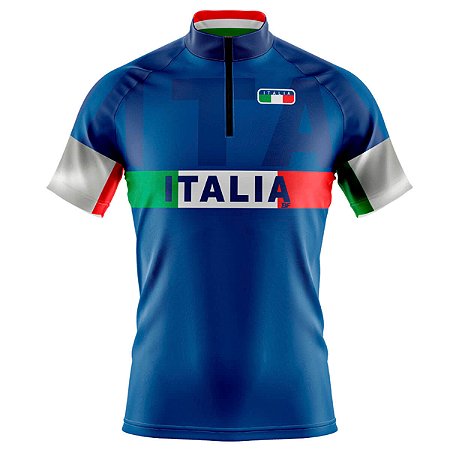 CAMISA CICLISMO MASCULINA MOUNTAIN BIKE MANGA CURTA BE FAST ITALIA AZUL