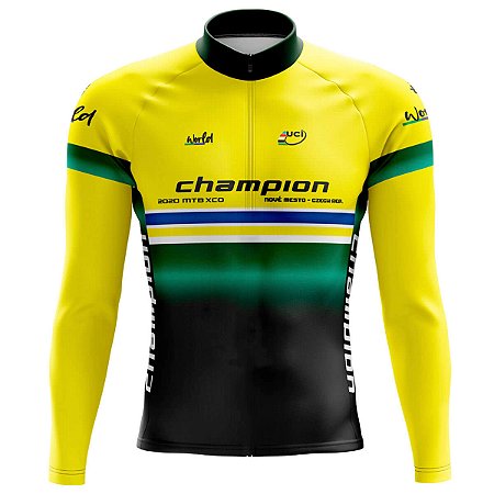 Conjunto de Ciclismo Masculino- Camisa Champion Brasil Preta (PRO
