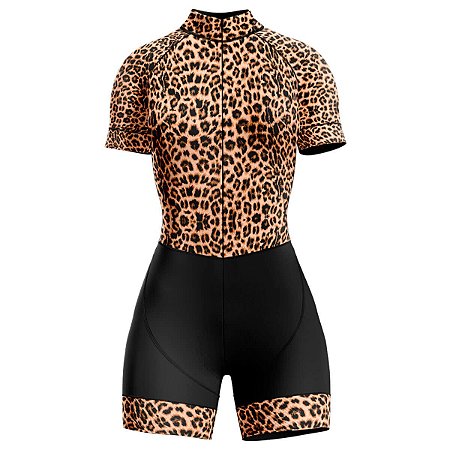 MACAQUINHO CICLISMO MOUNTAIN BIKE FEMININO FORRO EM GEL RKC ONÇA