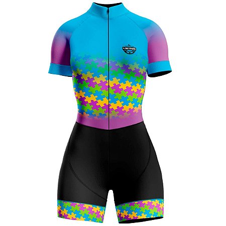 MACAQUINHO CICLISMO MOUNTAIN BIKE FEMININO FORRO EM GEL QUEBRA CABEÇA COLORIDO