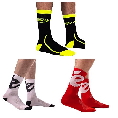 KIT 3 MEIAS DE CICLISMO MAVIC CÉRVELO BRANCA E VERMELHA