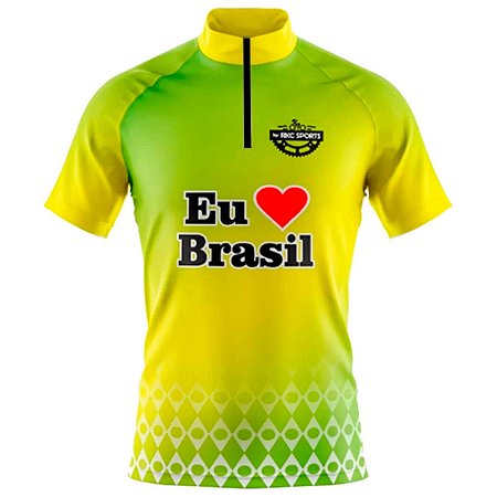 CAMISA CICLISMO MASCULINA MOUNTAIN BIKE MANGA CURTA EU AMO O BRASIL UV+50 *SEM TROCA*