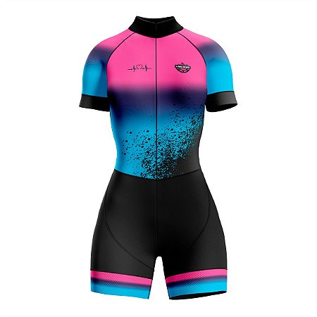 MACAQUINHO CONJUNTO CICLISMO FEMININO ROSA PINGOS PRETOS