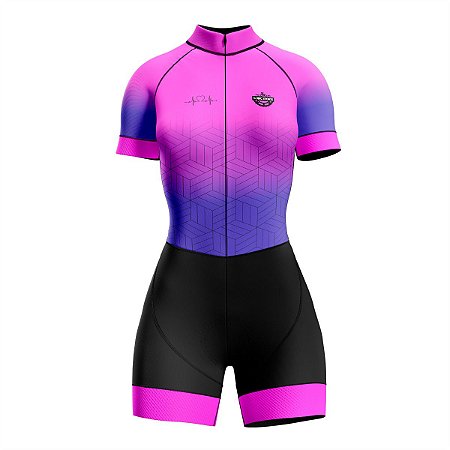 MACAQUINHO CONJUNTO CICLISMO FEMININO GEOMETRIC LILAS