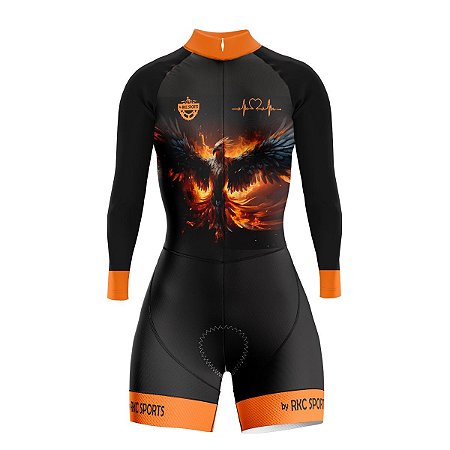 MACAQUINHO MOUNTAIN BIKE FEMININO MANGA LONGA RKC FÊNIX LARANJA