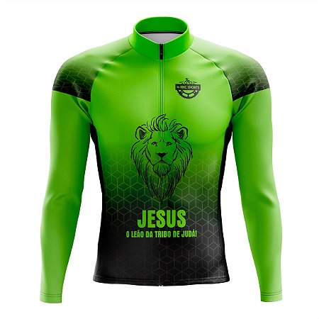 CAMISA MASCULINA LEÃO DE JUDÁ MANGA LONGA VERDE