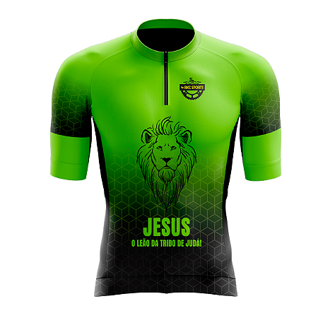 CAMISA CICLISMO MANGA CURTA MASCULINA LEÃO JUDÁ VERDE 58